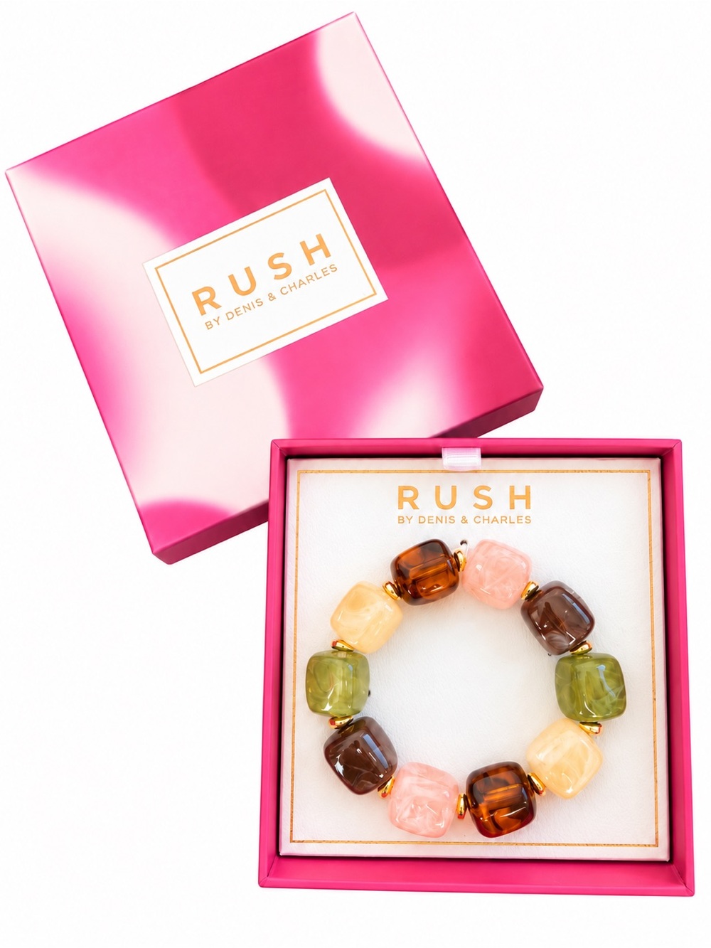 RUSH by Denis & Charles New Multicolor Beaded Stretch Bracelet NIB